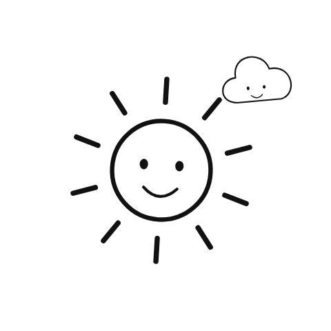 An illustrated sun moves in a short, gentle repeating gesture; cloud supplies the accompanying visual context.