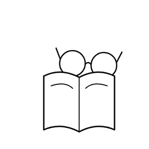 An illustrated glasses moves relative to its companion in a reveal; open book supplies the accompanying visual context.