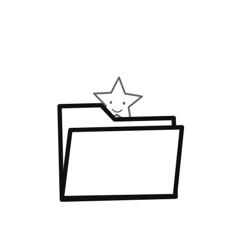 An illustrated document folder is accompanied by a smaller motif that rises behind it; star supplies the accompanying visual context.